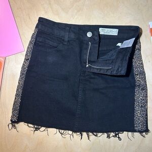 Papaya Black Mini Skirt with Leopard Sides